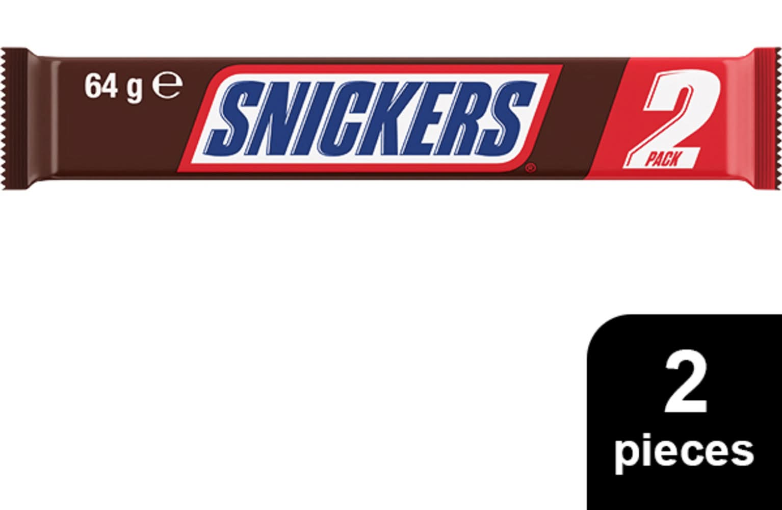 Snickers Peanuts Caramel Nougat Bar (64g, 2 pack)