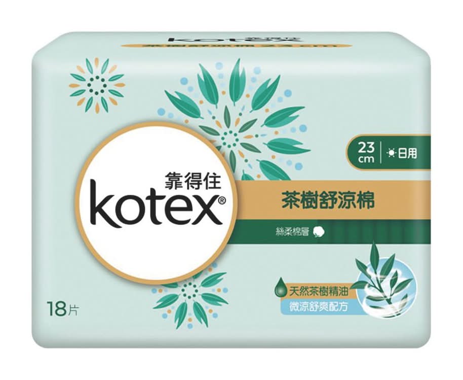 Kotex靠得住 茶樹舒涼衛生棉 - 女性, 23cm (10 入)