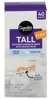 Signature Select Bags Tall Kitchen Fresh Scent 13 Ga 40 Ct - 40 Ct