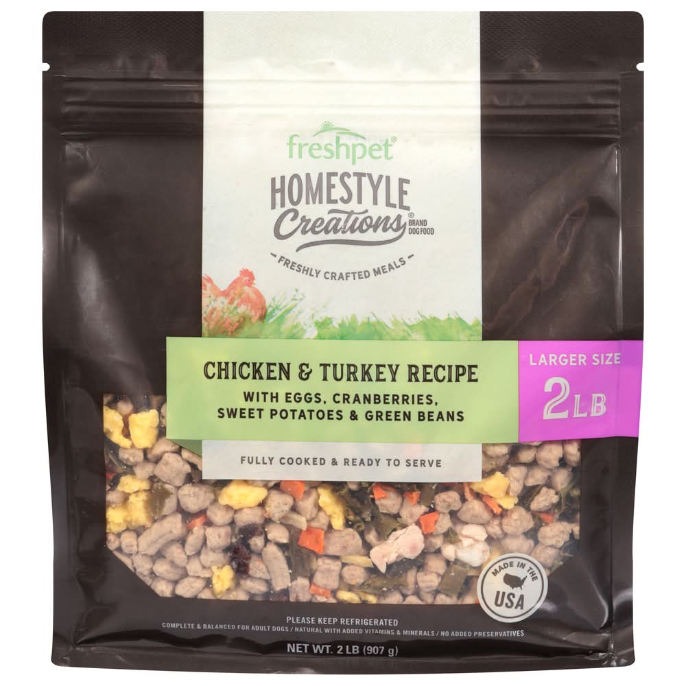Freshpet Homestyle Meal Wet Dog Food, Chicken & Turkey Eggs Cranberries Sweet Potatoes & Green Beans (2 lbs)