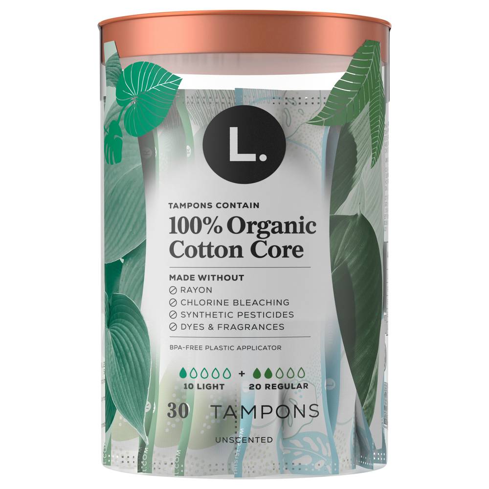 L. Organic Cotton Tampons Light + Regular (30 ct)
