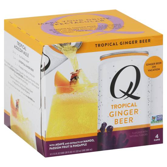 Q Drinks Tropical Ginger Beer (4 ct, 7.5 fl oz)