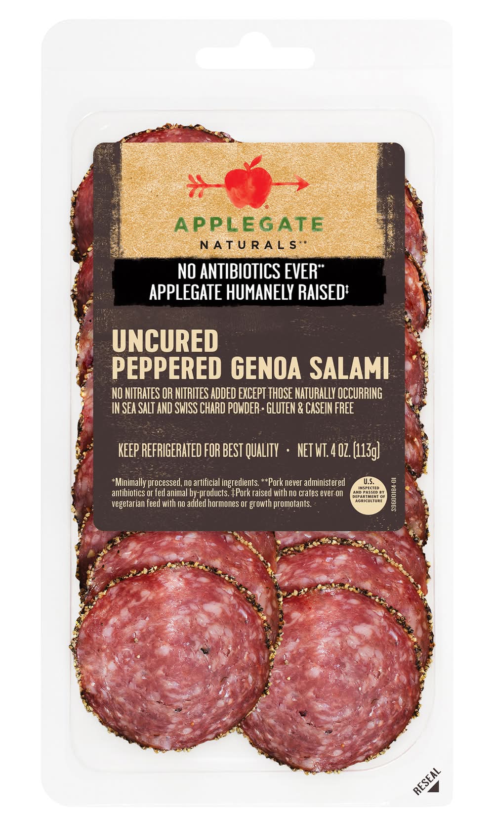 Applegate Naturals Uncured Peppered Genoa Salami (4 oz)