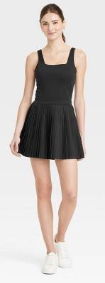 All In Motion Pleated Active Dress, Women, S, Black