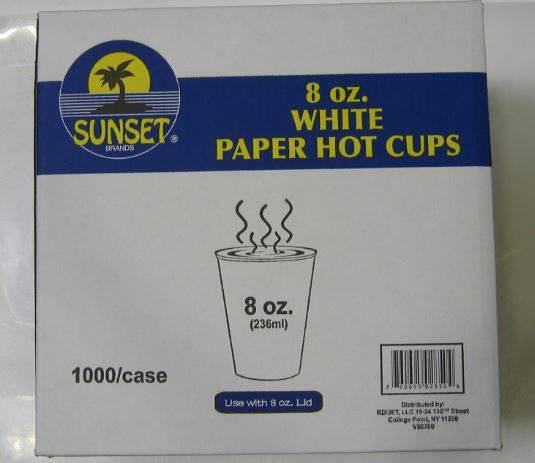 Sunset - 8 oz White Hot Cups - 1000 ct Pack (1X1000|1 Unit per Case)