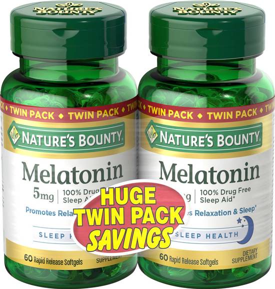 Nature's Bounty Melatonin 5mg 100% Drug Free Sleep Aid Liquid Softgels