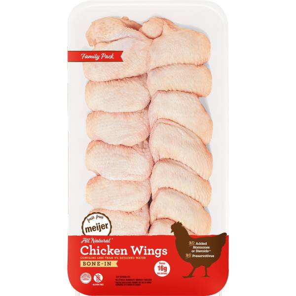 Meijer 100% All Natural Bone-In Chicken Wings, Family pack