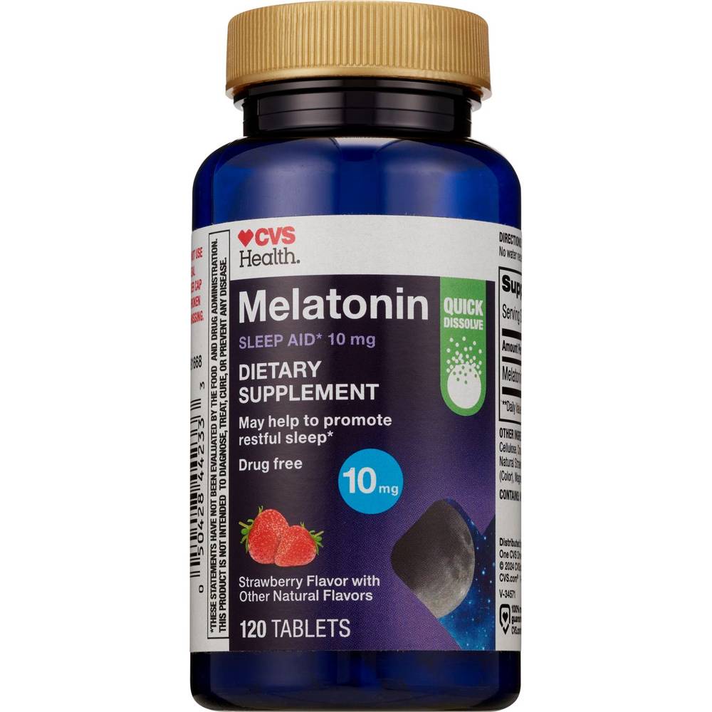 CVS Health Melatonin 10 MG Quick Dissolve Strawberry Tablets, 120 CT