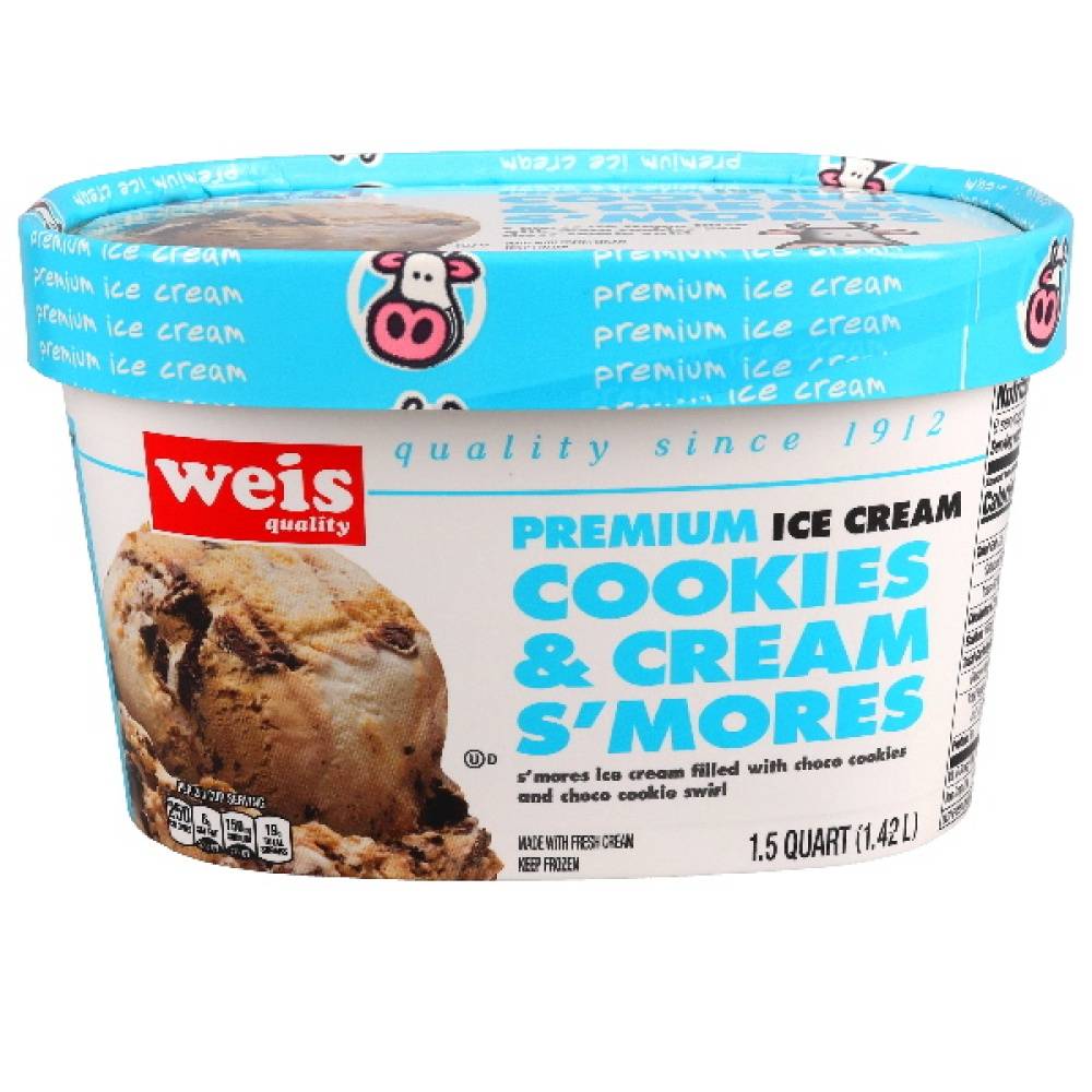 Weis Quality Cookies N Cream Smores Ice Cream (1.5 qt)