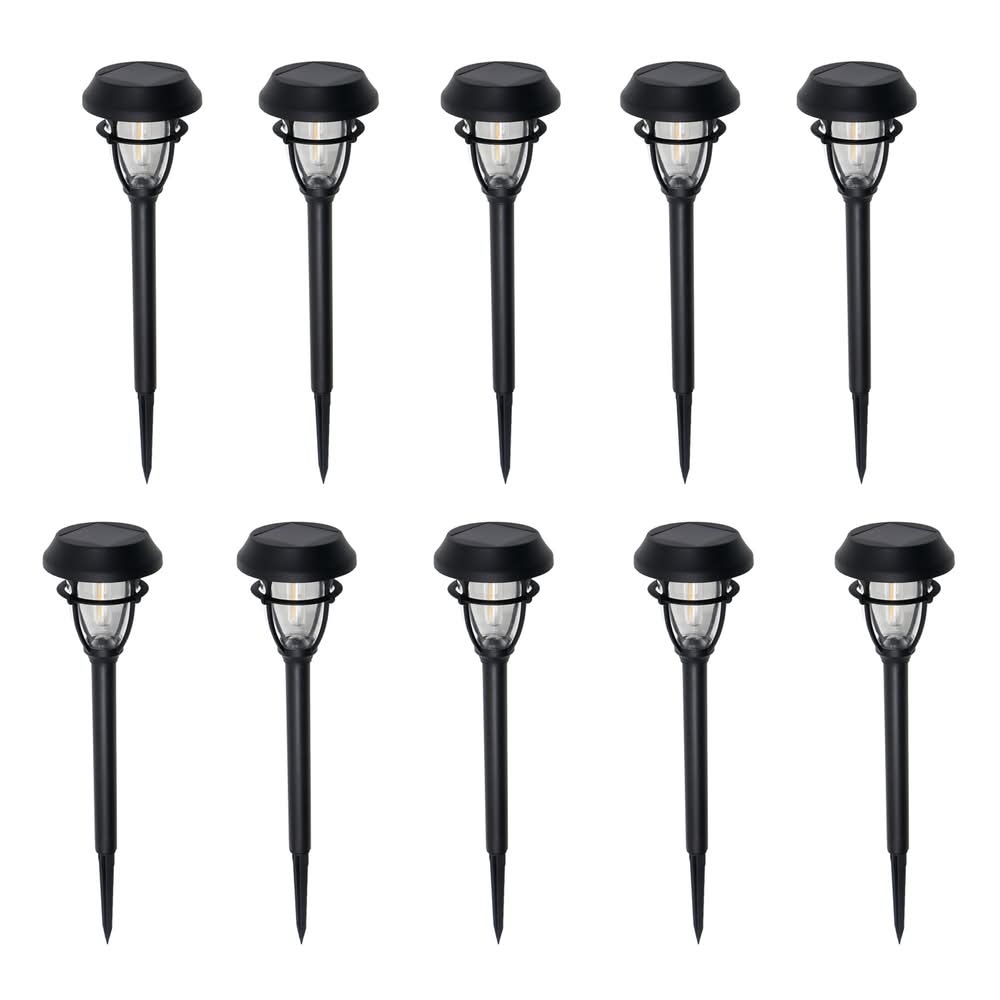 Harbor Breeze 10 -Pack 10ct solar filament light 5 -Lumens 0.01 -Watt Black Solar LED Outdoor Path Light Kit ( 3000-K )