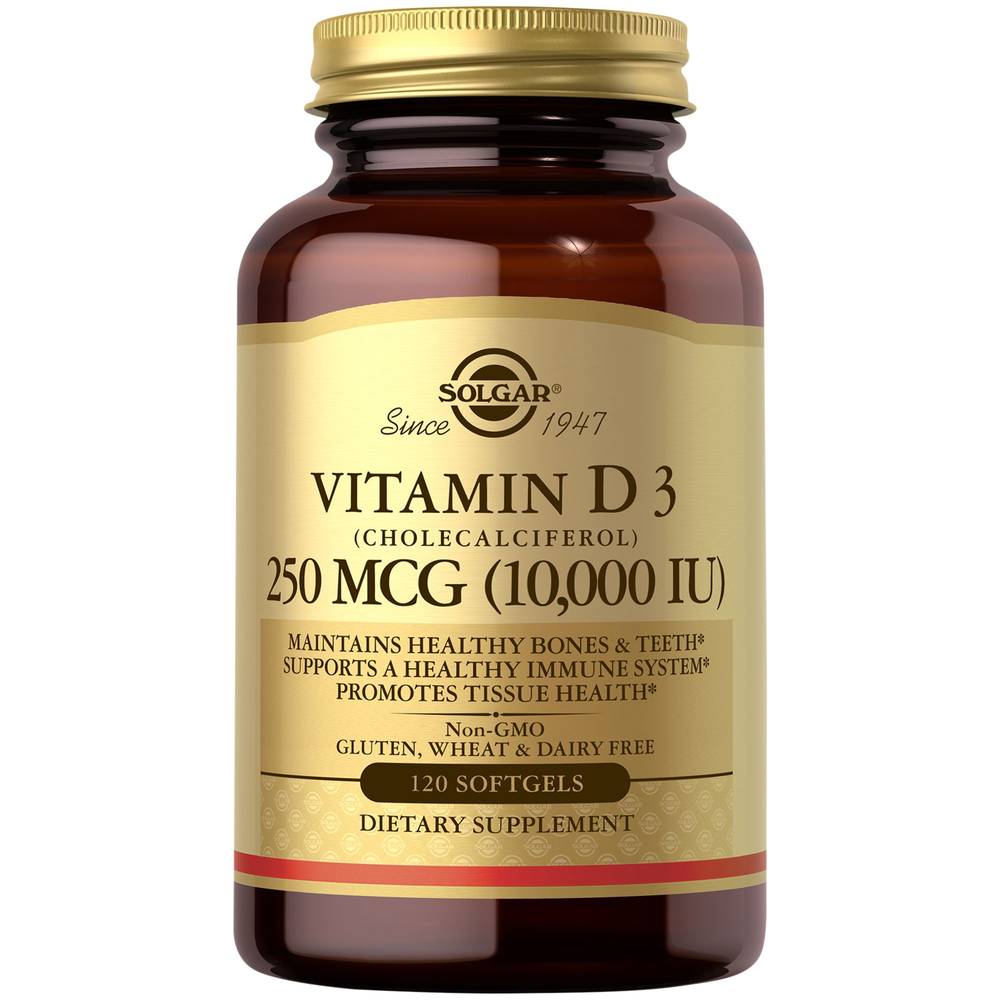 Solgar Vitamin D3 Cholecalciferol 25 Mcg 10,000 Iu (120 ct)