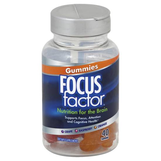 Focus Factor Grape Raspberry Orange Nutrition For the Brain Gummies