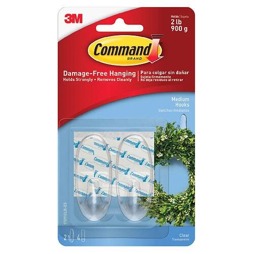 Command Clear Hooks with Clear Strips Medium - 2.0 EA