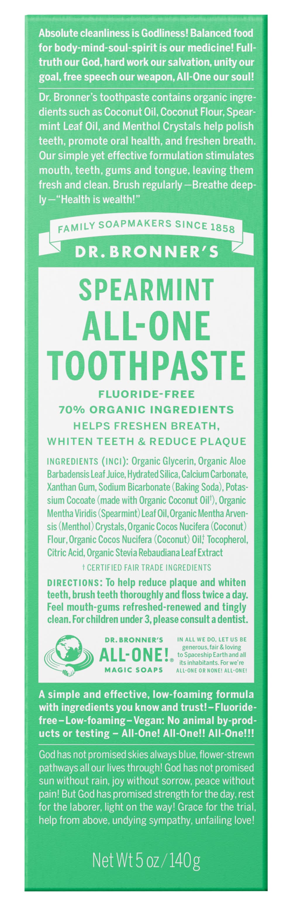 Dr. Bronner's All-One Spearmint Toothpaste (5 oz)