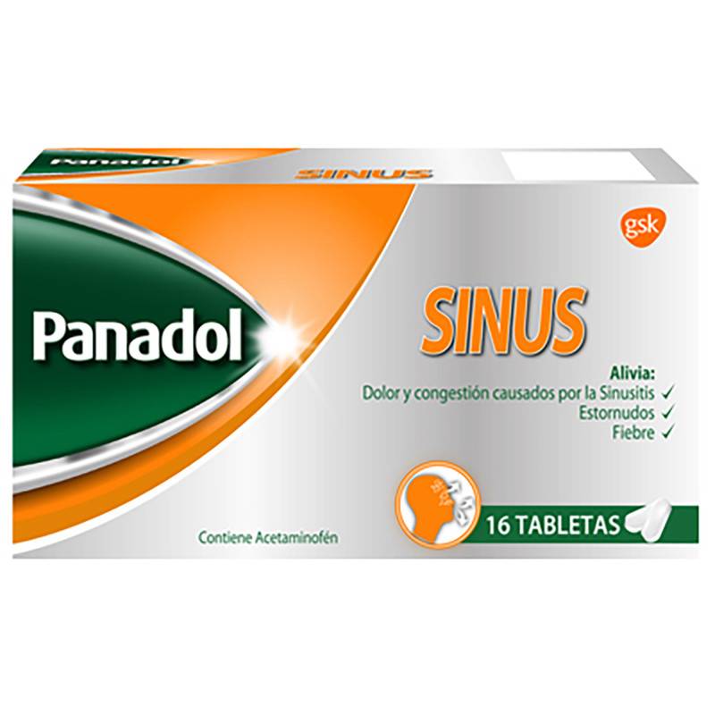 Panadol acetaminofén 500 mg/5 mg/2 mg sinus (16 tabletas)