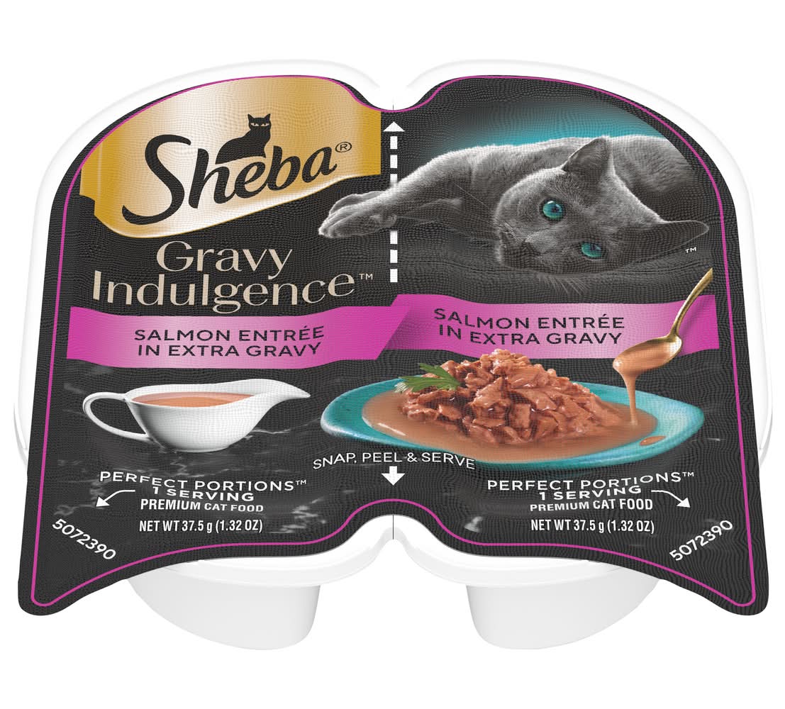 Sheba Gravy Indulgence Premium Salmon Entree in Extra Gravy Cat Food (1.32 oz, 2 ct)