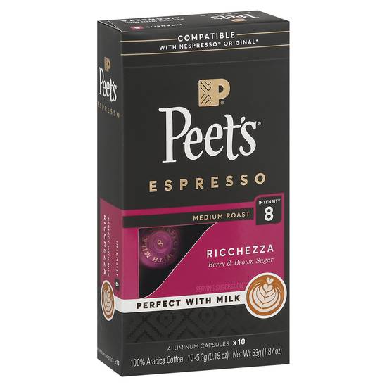 Peet's Ricchezza Medium Roast Berry & Brown Sugar Espresso (10 ct, 1.9 oz)
