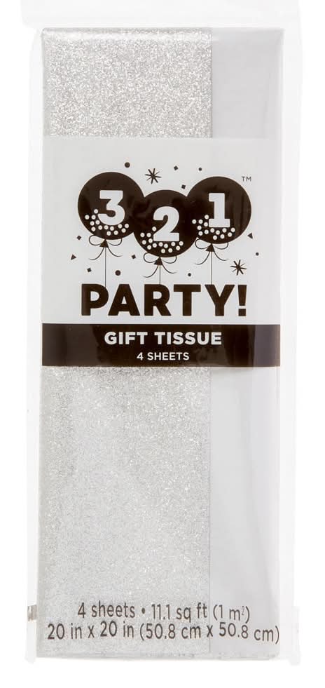 321 Party! Gold & Silver Glitter Gift Tissue Paper 4 Ct  Assorted