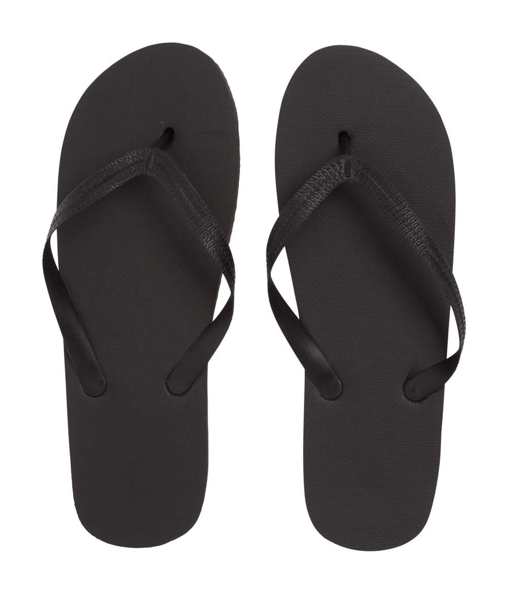 Men'S Plain Black Flip Flops