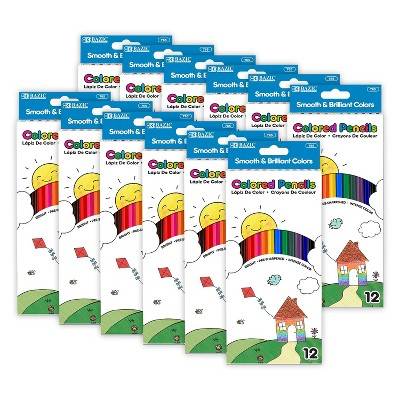 BAZIC Products® Colored Pencils, 12 Per Pack, 12 Packs