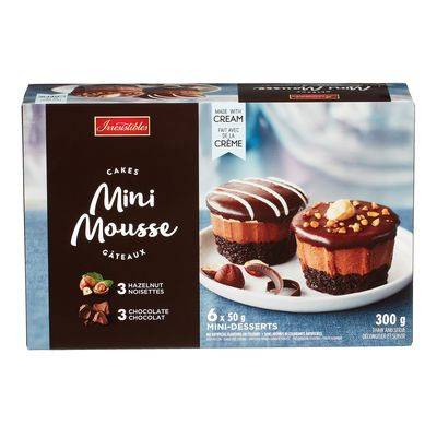 Irresistibles gâteaux mini mousse aux noisettes et au chocolat (6 un - 300 g) - hazelnut and chocolate mini mousse cakes (6x50 g)