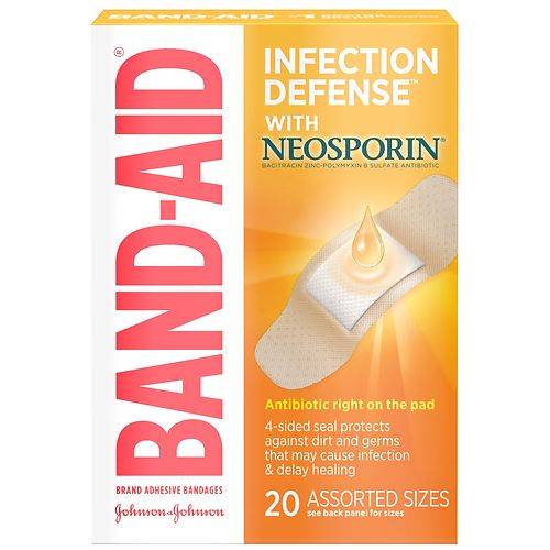 Band Aid Brand Bandages With Neosporin Antibiotic Assorted Sizes - 20.0 ea