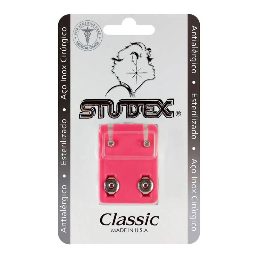 Studex brinco antialérgico classic bezel cristal médio prata (1 par)