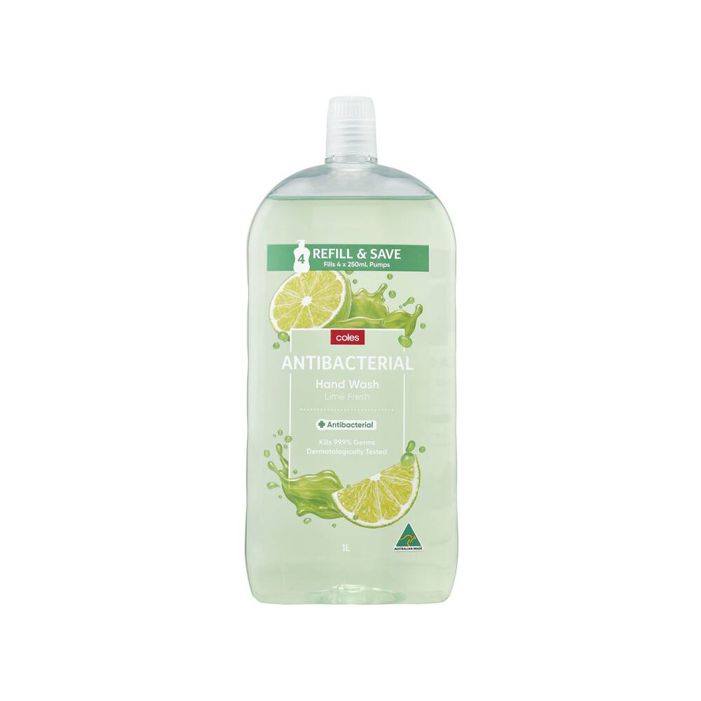 Coles Antibacterial Hand Wash Lime Fresh 1L