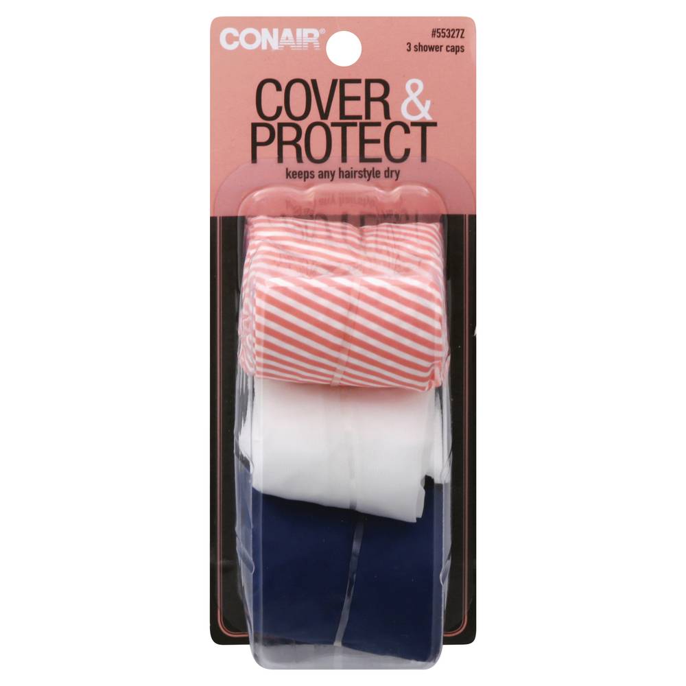 Conair Styling Essentials Cover & Protect Shower Caps (1.1 oz, 3 ct)