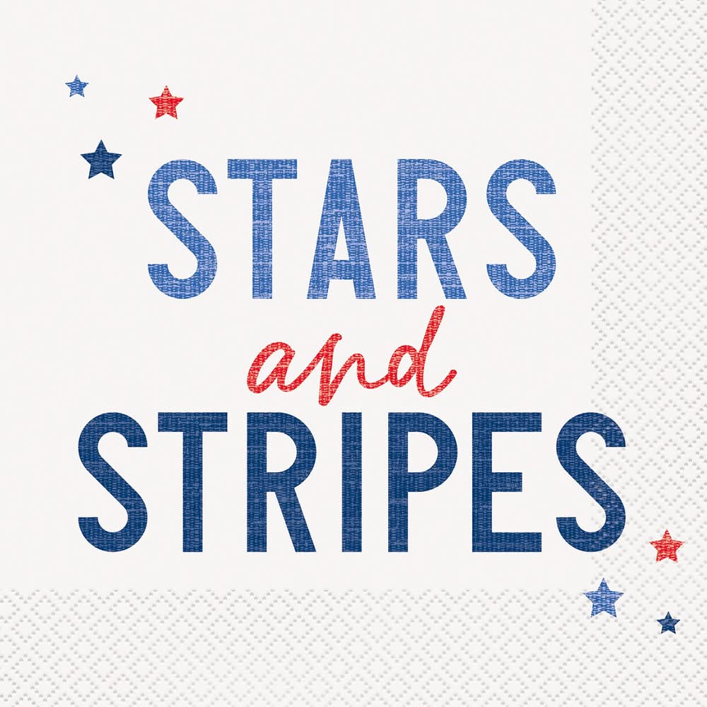 Patriotic Vibes "Stars And Stripes" Lunch Napkins 16 Ct