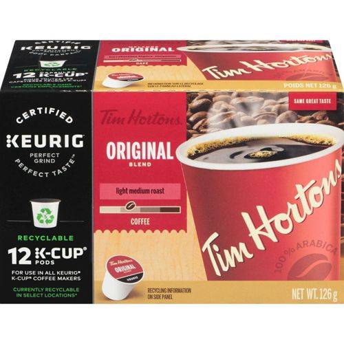 Tim hortons dosettes de café une tasse à la fois originales (126 g) - original single serve coffee pods (126 g)
