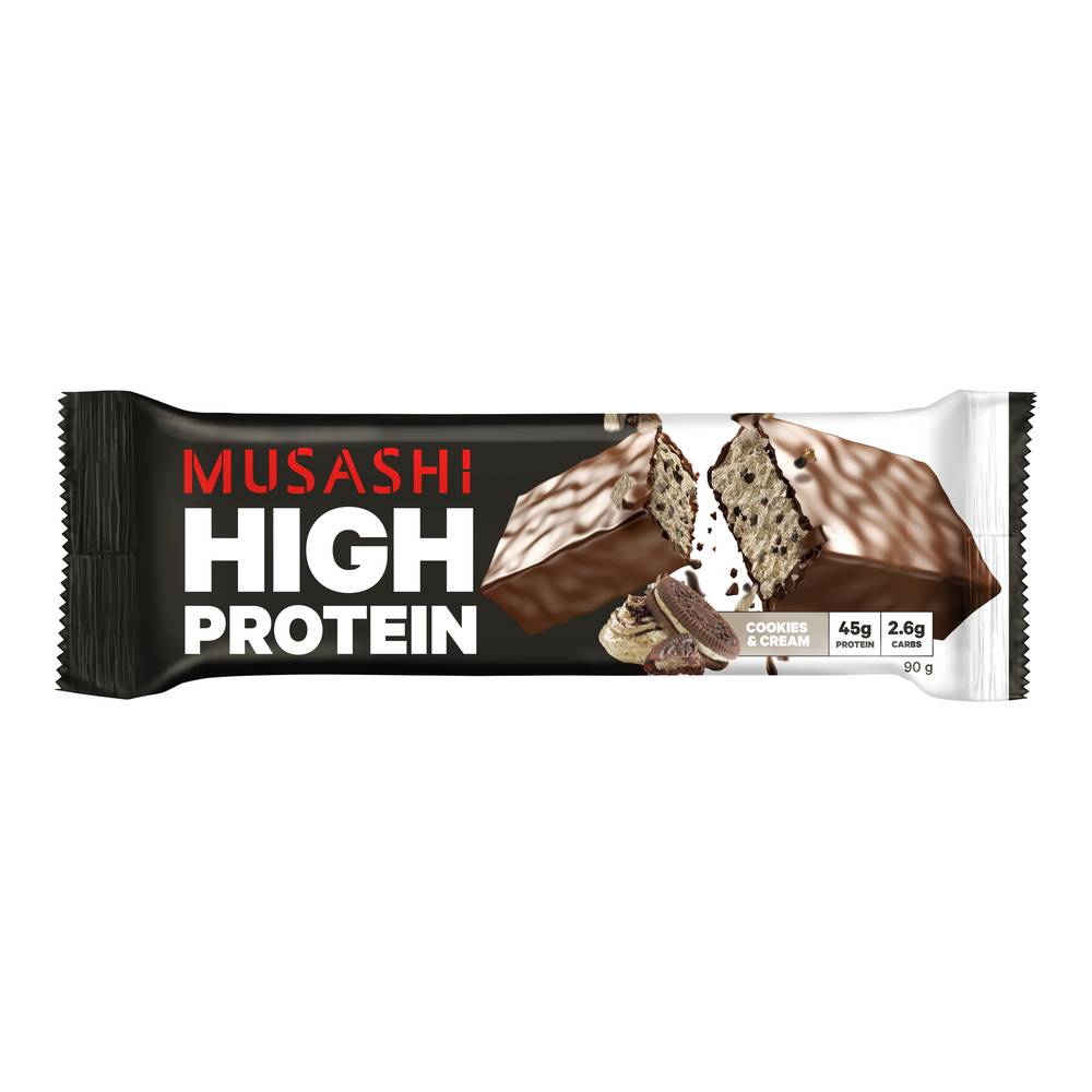 Musashi High Protein Bar, Cookies and Cream (90g)