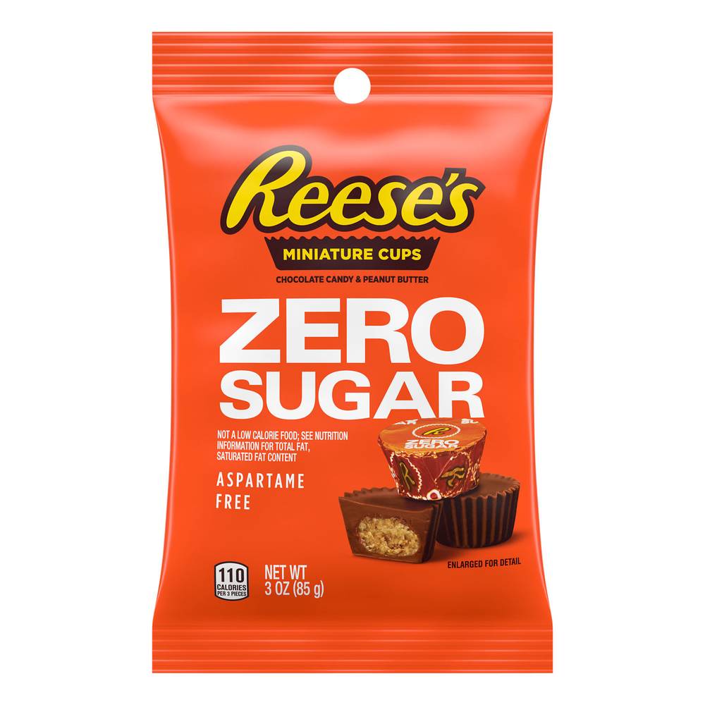 Reese's Zero Sugar Chocolate Candy Miniatures Cups, Peanut Butter (3 oz)
