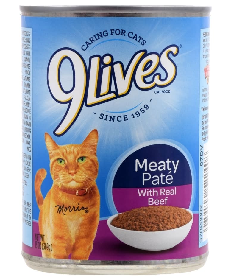 9 Lives Meaty Pate Real Beef Cat Food, 13 oz.