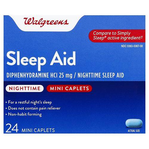 Walgreens Nighttime Sleep Aid Mini-Caplets - 24.0 ea