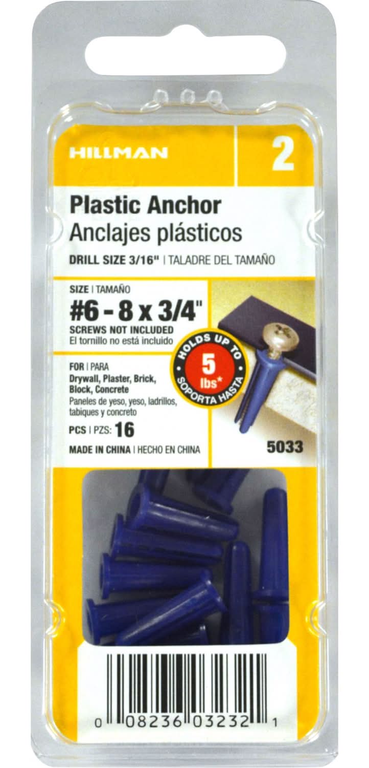 Hillman .138 In. D X 3/4 In. L Plastic Pan Head Conical Anchor 16 Pk