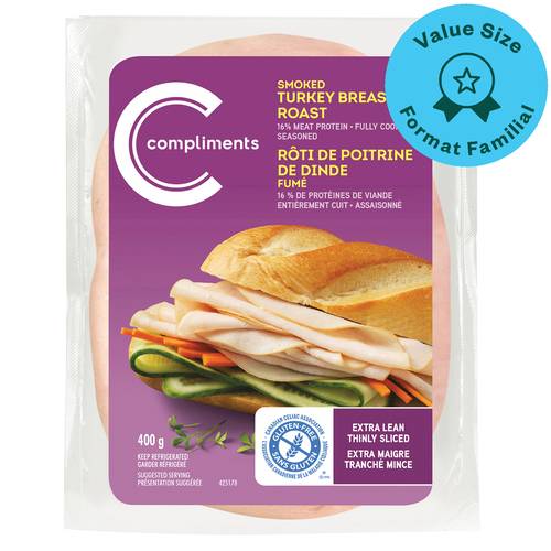 Compliments Extra Lean Thinly Sliced Smoked Turkey Breast 400 g