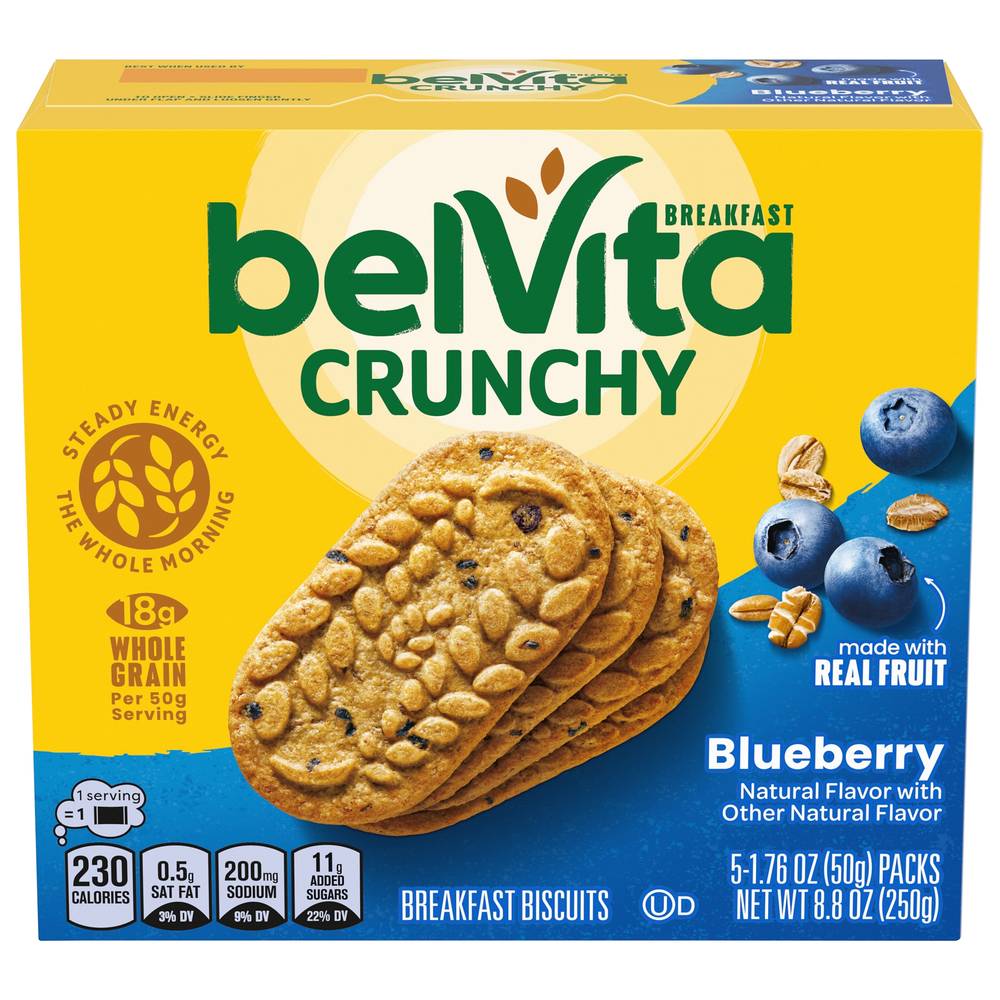 belVita Breakfast Biscuits, Blueberry (1.76 oz, 5 ct)