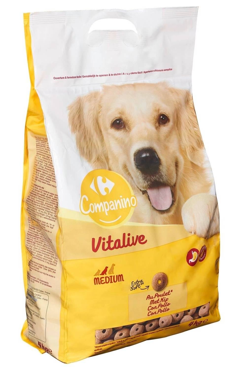 Carrefour Companino - Croquettes pour chien adulte medium au poulet (4kg)