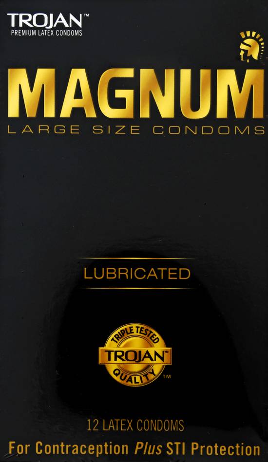 Magnum Large Size Lubricated Condoms, (12 ct)