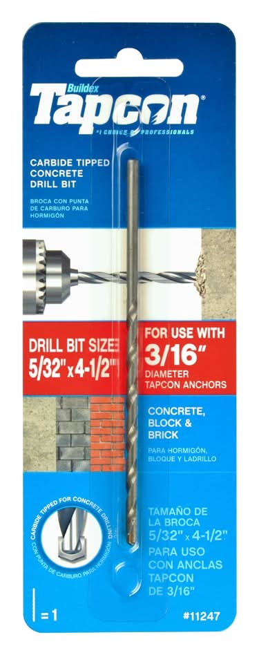 Tapcon 5/32-in x 4-1/2-in Carbide Masonry Drill Bit For Hammer drill
