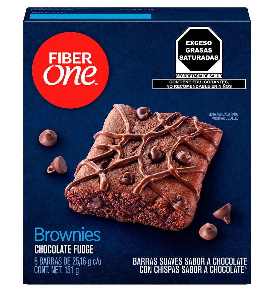 Fiber One · Brownies chocolate fudge barras suaves con chispas, chocolate (6 x 25,16 g)