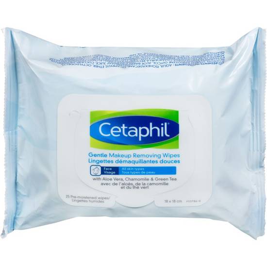 Cetaphil Gentle Makeup Removing Wipes Face All Skin Types (25 ea)