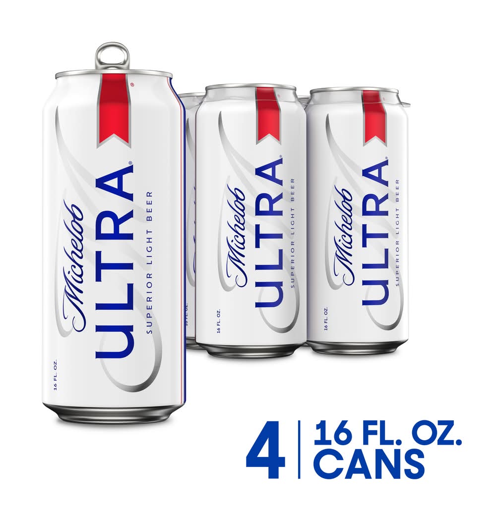 Michelob Ultra Superior Light Beer (4 x 16 fl oz)