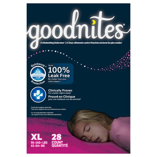 Goodnites Girls' Nighttime Bedwetting Underwear (xl)