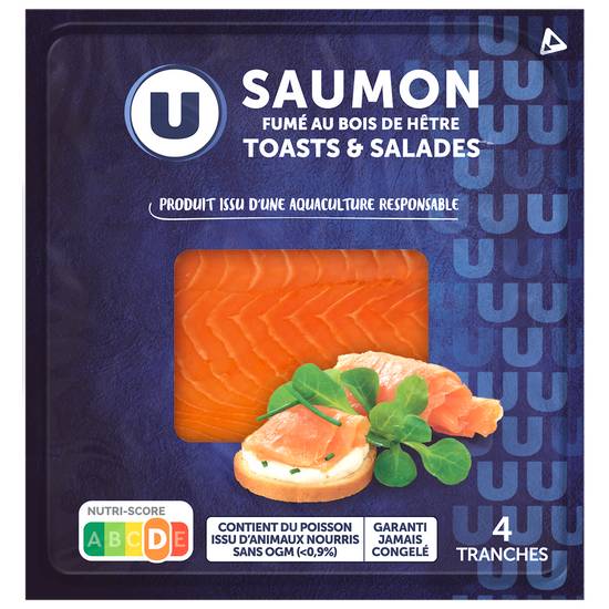 U - Saumon fumé atlantique, norvège, toasts et salades (4 pièces)