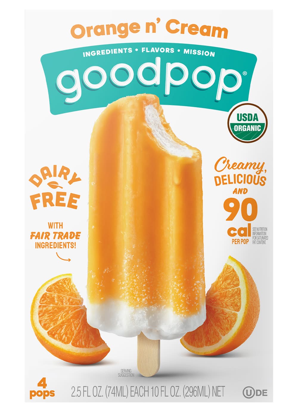 GoodPop Dairy Free Pops, Orange N' Cream (4 x 2.25 oz)