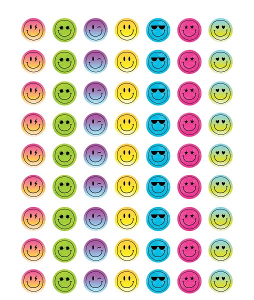 Teacher Created Resources Mini Stickers, Brights 4Ever Smiley Faces, Pack Of 378 Stickers