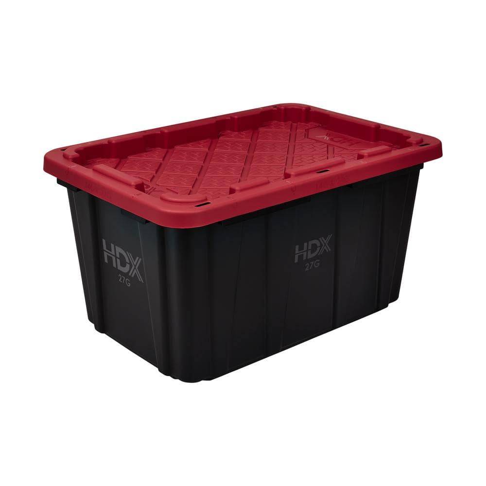 HDX Tough Storage Tote, Black-Red