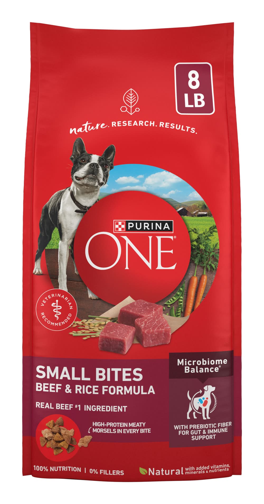 Purina One Natural Small Bites Dry Dog Food, Beef & Rice, Adult (8 lbs)